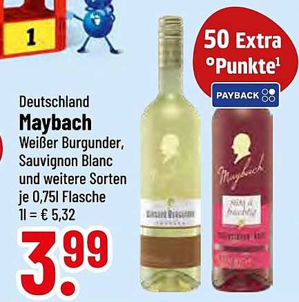 Maybach Weißer Burgunder, Sauvignon Blanc und weitere Sorten, 0,75 l Flasche