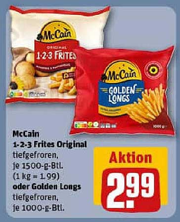 McCain 1-2-3 Frites Original oder Golden Longs 1 kg