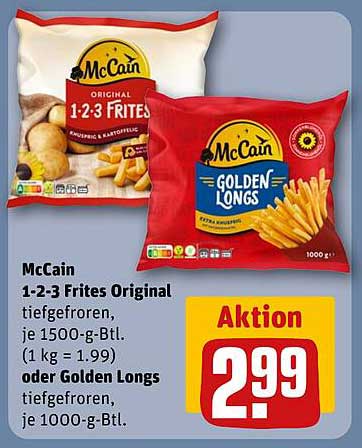 McCain 1-2-3 Frites Original oder Golden Longs, tiefgefroren