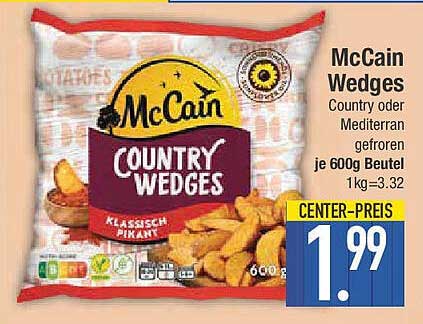 McCain Wedges – Country oder Mediterran gefroren, 600g Beutel