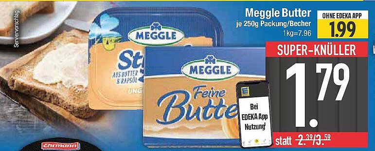 Meggle Butter, je 250g Packung/Becher