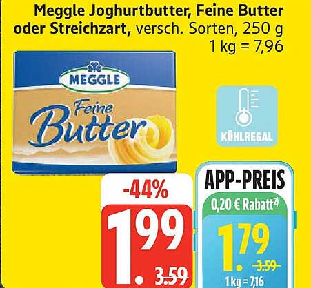 Meggle Joghurtbutter, Feine Butter oder Streichart, 250 g für nur 1,99 €
