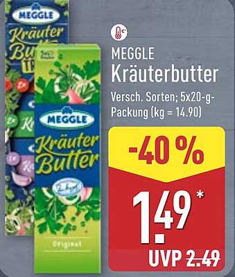 MEGGLE Kräuterbutter - Verschiedene Sorten, 5x20-g-Packung