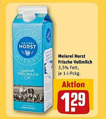 Meierei Horst Frische Vollmilch 3,5% Fett, je 1-l-Pckg.
