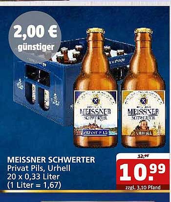 MEISSNER SCHWERT Privat Pils, Urhell 20 x 0,33 Liter