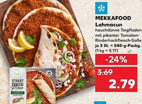 MEKKAFOOD Lahmacun - Hauchdünne Teigfladen mit pikantem Tomaten-Rinderhackfleisch