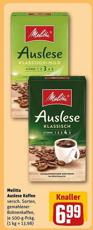 Melitta Auslese Kaffee versch. Sorten, gemahlener Bohnenkaffee, je 500-g-Pckg.