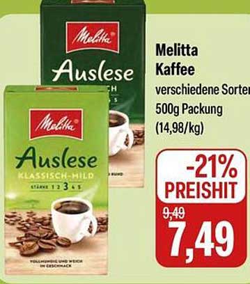 Melitta Auslese Kaffee verschiedene Sorten 500g Packung