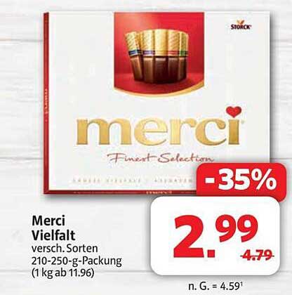 Merci Vielfalt 210-250-g-Packung (1 kg ab 11,96)