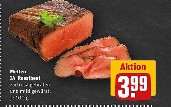 Metten IA Roastbeef zartrosa gebraten und mild gewürzt, je 100 g
