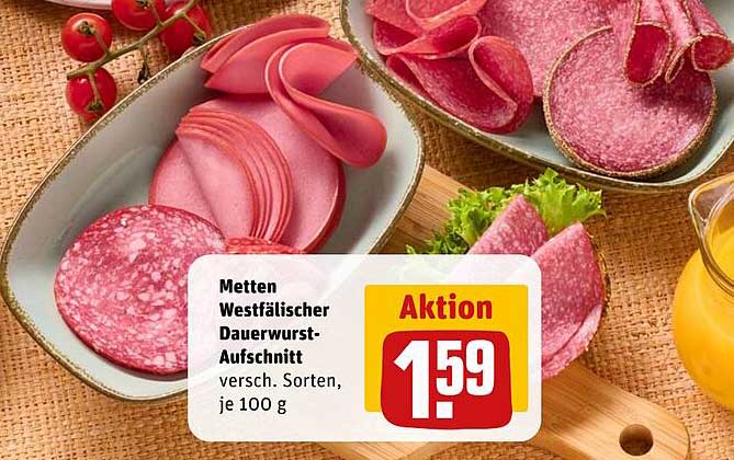 Metten Westfälischer Dauerwurst-Aufschnitt, versch. Sorten, je 100 g