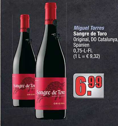 Miguel Torres Sangre de Toro Rotwein, DO Catalunya