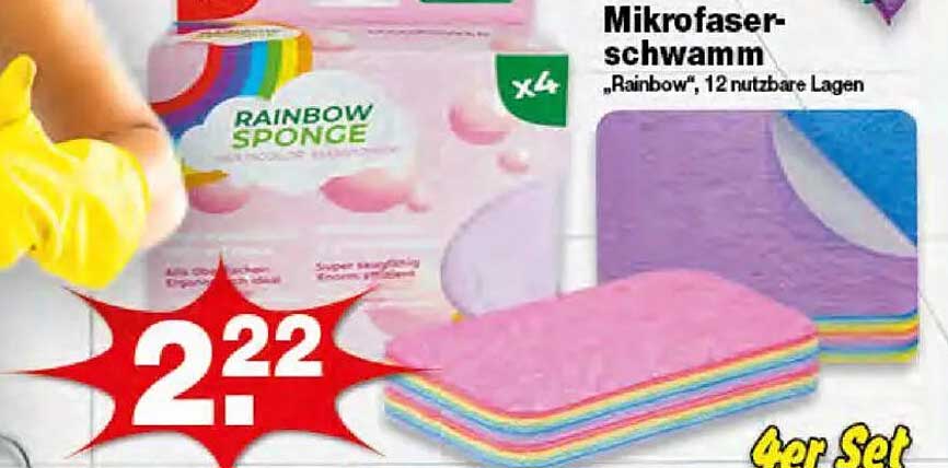 Mikrofaser- schwamm "Rainbow", 12 nutzbare Lagen - 4er Set