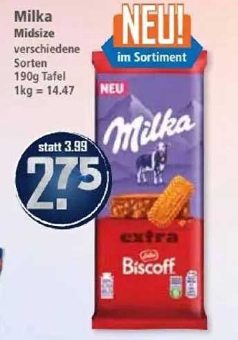 Milka Midsize verschiedene Sorten 190g Tafel