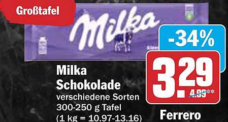 Milka Schokolade verschiedene Sorten 300-250 g Tafel