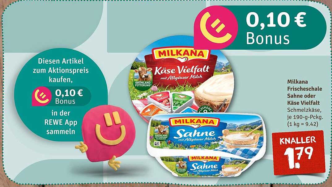 Milkana Frischeschale Sahne oder Käse Vielfalt, je 190-g-Pckg.