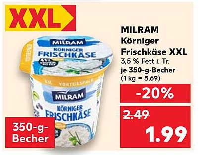 MILRAM Körniger Frischkäse XXL 350 g