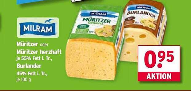 MILRAM Müritzer oder Burländer – je 100 g für nur 0,95 €