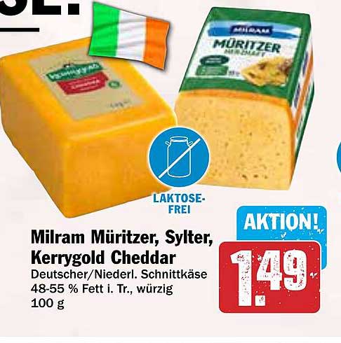 Milram Müritzer, Sylter, Kerrygold Cheddar - Deutscher/Niederl. Schnittkäse