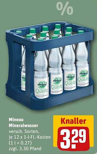 Mineau Mineralwasser versch. Sorten, je 12 x 1,1-L-Fl.-Kasten
