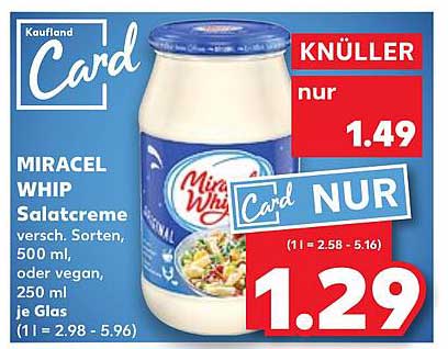 MIRACEL WHIP Salatcreme 500 ml oder 250 ml, verschiedene Sorten, vegan