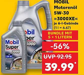 MOBIL Motorenöl 5W-30 »3000XE« je 6-I-Gebinde (11 l = 6,67)