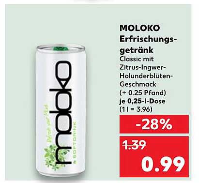 MOLOKO Erfrischungsgetränk Classic mit Zitrus-Ingwer-Holunderblüten-Geschmack