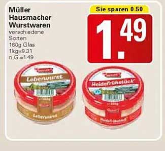 Müller Hausmacher Wurstwaren, verschiedene Sorten, 160g Glas
