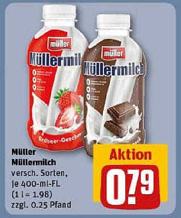 Müller Müllermilch verschiedene Sorten, je 400-mL-Fl.