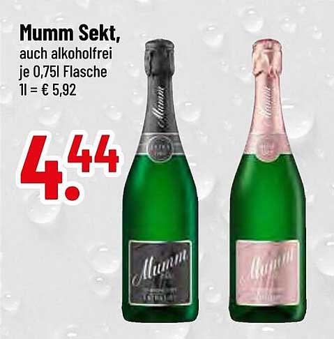 Mumm Sekt, auch alkoholfrei je 0,75l Flasche