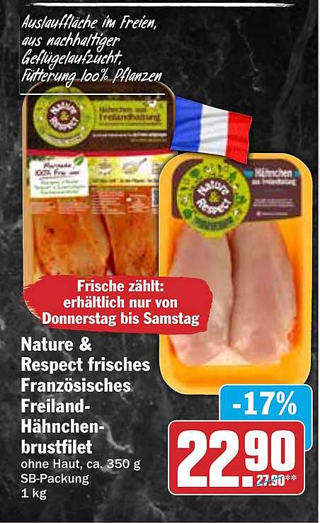 Nature & Respect frisches Französisches Freiland-Hähnchenbrustfilet