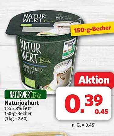 NATURWERT Bio Naturjoghurt 150 g