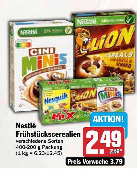 Nestlé Frühstücks cerealien verschiedene Sorten 400-200 g Packung