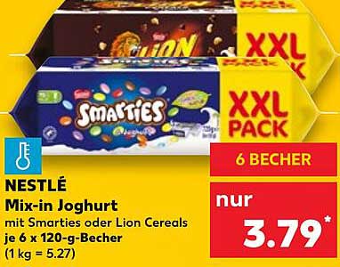NESTLÉ Mix-in Joghurt mit Smarties oder Lion Cereals je 6 x 120-g-Becher