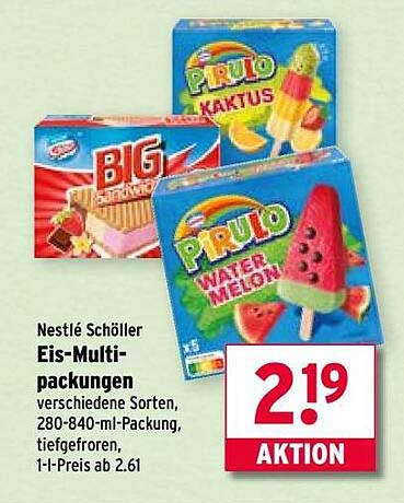 Nestlé Schöller Eis-Multipackungen verschiedene Sorten, 280-840-ml-Packung, tiefgefroren