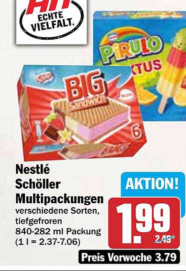 Nestlé Schöller Multipackungen verschiedene Sorten, tiefgefroren 840-282 ml Packung
