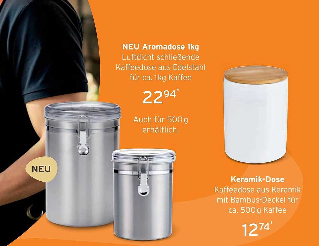 NEU Aromadose 1kg - Luftdicht schließende Kaffeedose aus Edelstahl