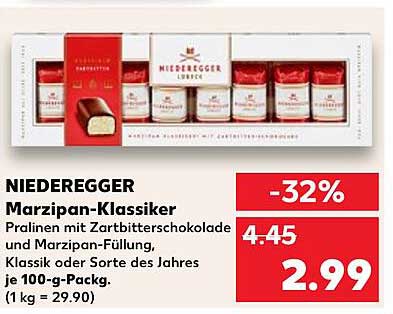 NIEDEREGGER Marzipan-Klassiker Pralinen mit Zartbitterschokolade und Marzipan-Füllung