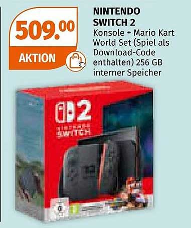 NINTENDO SWITCH 2 Konsole + Mario Kart World Set (Spiel als Download-Code enthalten) 256 GB interner Speicher