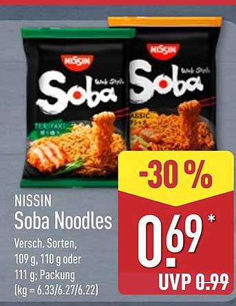 NISSIN Soba Noodles - Verschiedene Sorten 109 g, 110 g oder 111 g