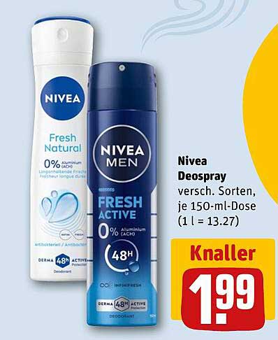 Nivea Deospray verschiedene Sorten, je 150-ml-Dose