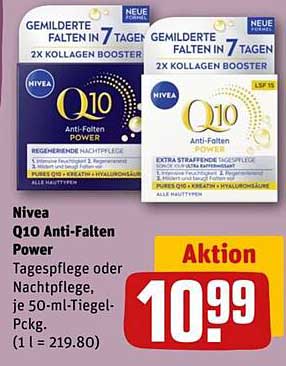 Nivea Q10 Anti-Falten Power Tagespflege oder Nachtpflege, je 50-ml-Tiegel-Päck.