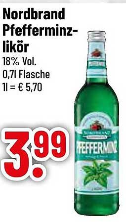 Nordbrand Pfefferminzlikör 18% Vol. - 0,71 Flasche