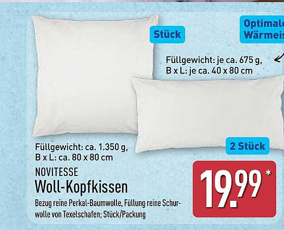 NOVITESSE Woll-Kopfkissen