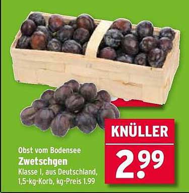 Obst vom Bodensee - Zwetschgen Klasse I, 1,5-kg-Korb