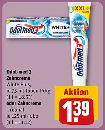 Odol-med 3 Zahncreme White Plus oder Original 125 ml