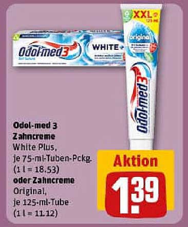 Odol-med 3 Zahnpasta White Plus oder Original