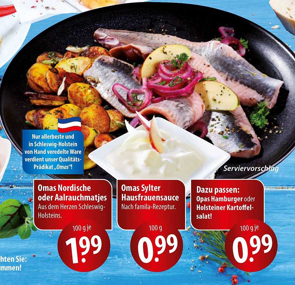Omas Nordische oder Aalrauchmatjes - 100 g für nur 1,99 €