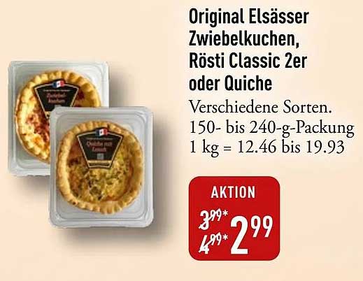Original Elsässer Zwiebelkuchen, Rösti Classic 2er oder Quiche