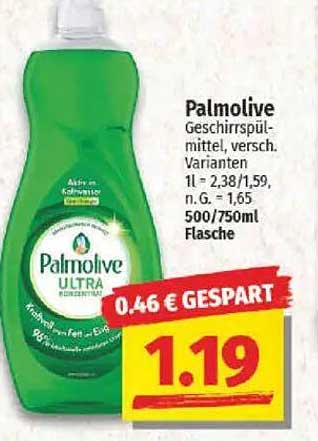 Palmolive Geschirrspülmittel, verschiedene Varianten 500/750ml Flasche